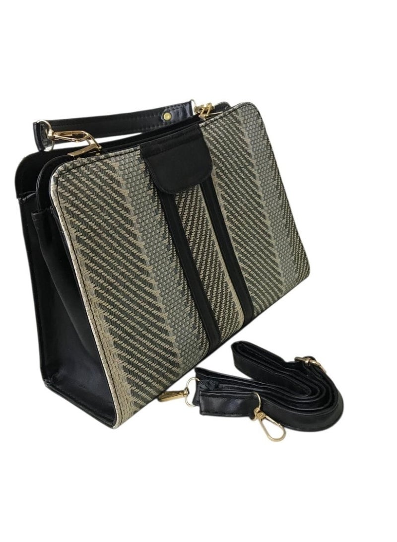 Hand & Cross Bag – Jute Fabric with 2 Zippers - Image 3