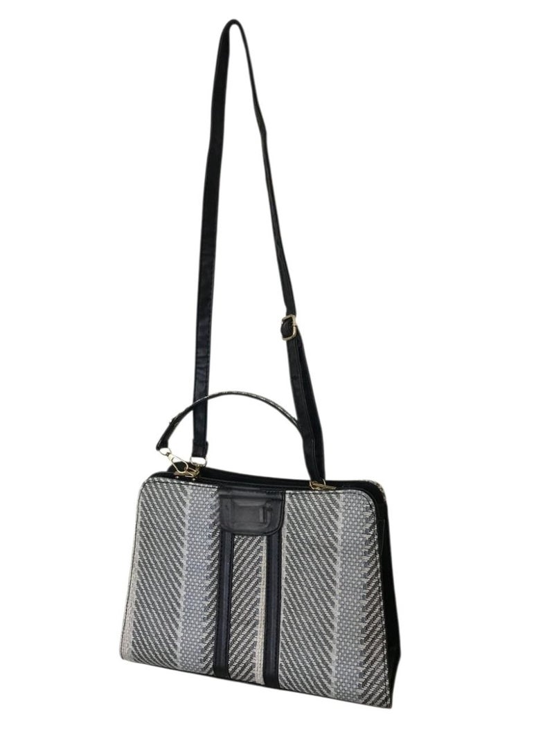 Hand & Cross Bag – Jute Fabric with 2 Zippers - Image 1