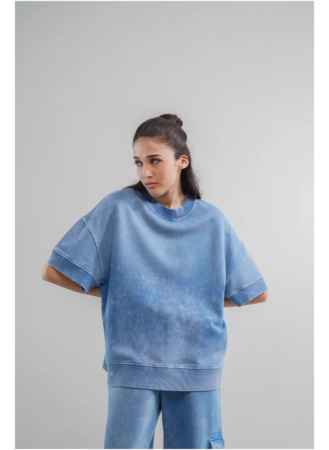 نسيسير Denim Wash 100% Cotton Terry Sweatshirt