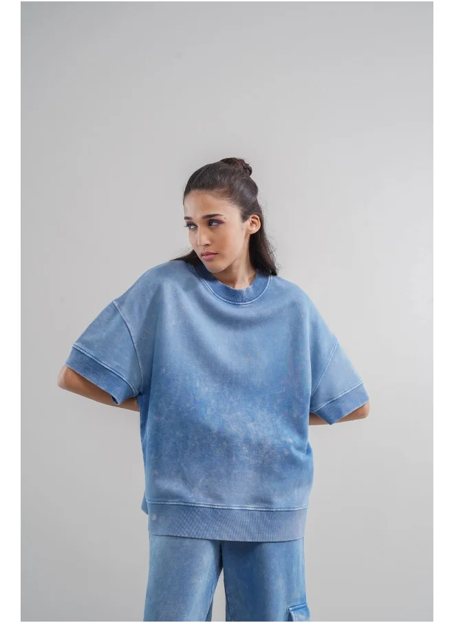 NeceSera Denim Wash 100% Cotton Terry Sweatshirt