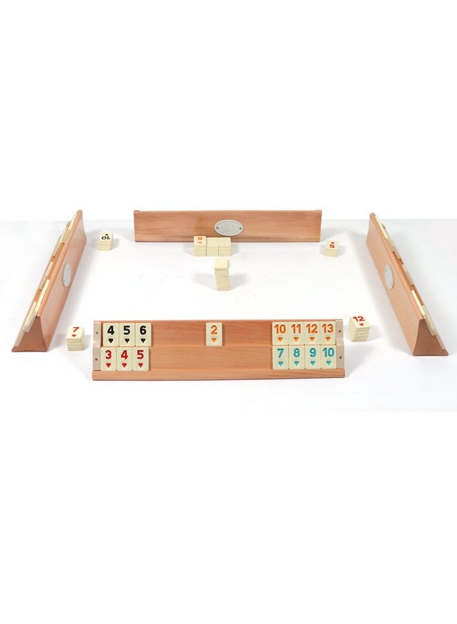 Star Wood Rummy Set, Classic Tabletop Game for Adults, Star Okey Full Set with 108 Pieces, Portable, Includes 4 Racks, 104 Tiles, Tile Container, Box - Image 3