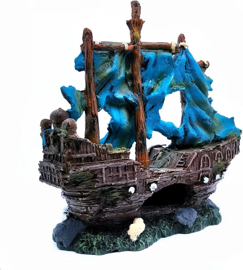 M2cbridge Antique Roman Column Ruins European Castle Aquarium Decorations Fish Tank Hideout Rocks (Blue Pirate Shipwreck) - Image 4