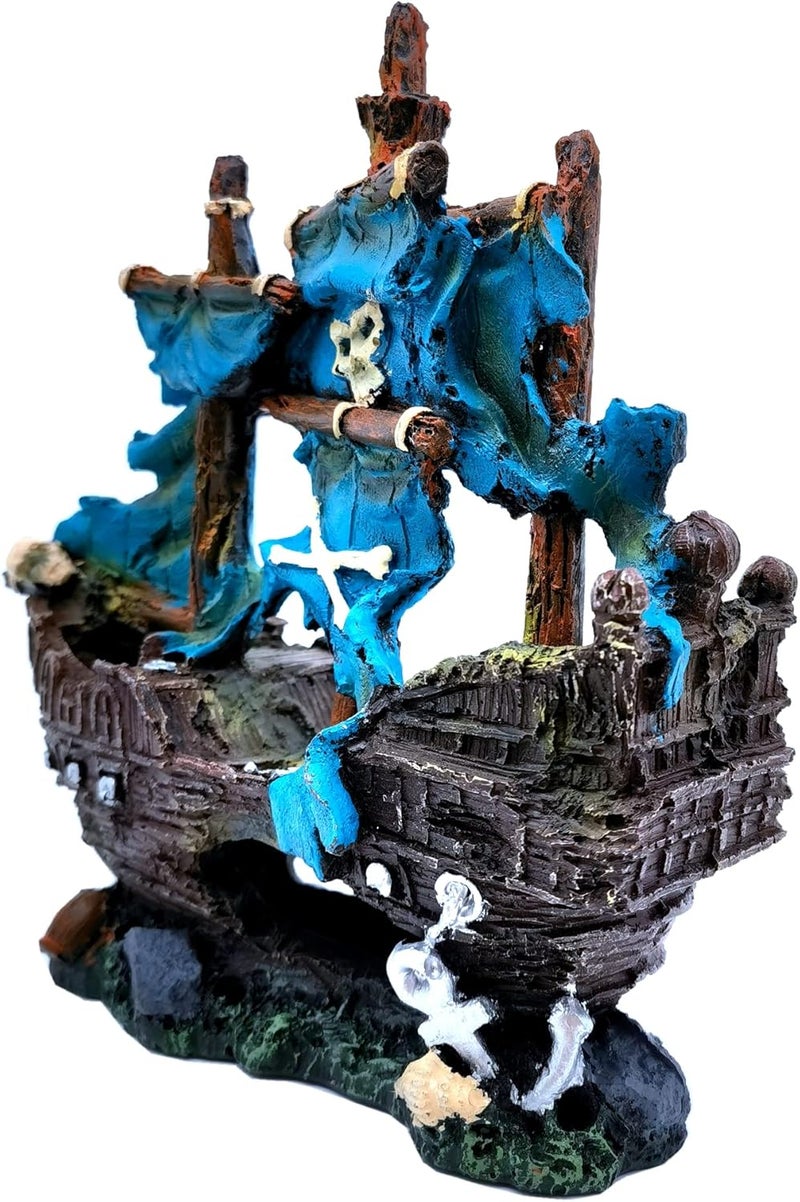 M2cbridge Antique Roman Column Ruins European Castle Aquarium Decorations Fish Tank Hideout Rocks (Blue Pirate Shipwreck) - Image 5