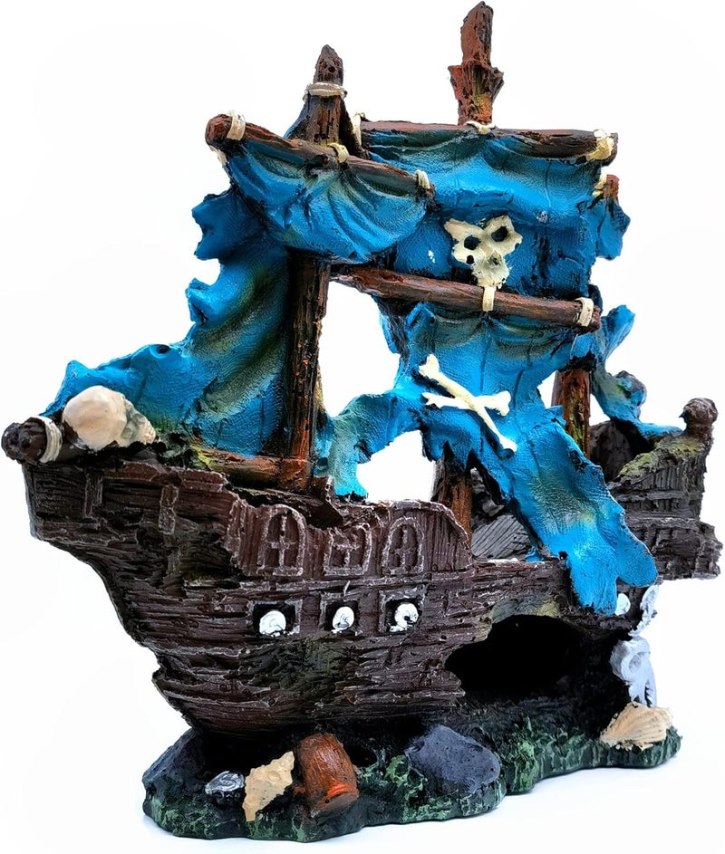 M2cbridge Antique Roman Column Ruins European Castle Aquarium Decorations Fish Tank Hideout Rocks (Blue Pirate Shipwreck) - Image 2