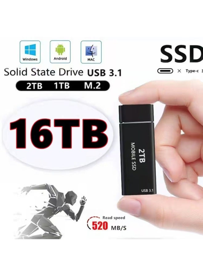 Mobile Solid State Drive Portable Mobile Phone Upgrade High Speed Large Capacity 500g8t Computer Ultra-thin Mobile Hard Drive-Capacity:16tb (128g Expansion) Regular Model-Interface:Classic Red  - Image 1