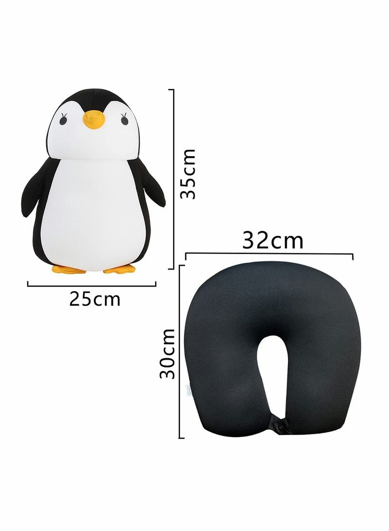 KASTWAVE U-Shaped Pillow Cartoon Deformation Pillow Penguin Dual-Purpose Pillow Neck Pillow Ideal for Home Travel Office Use - Image 4