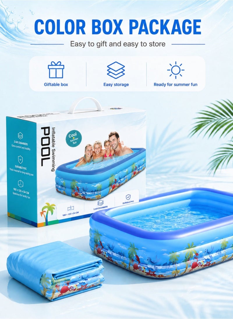 RAKAY Upgraded Version Inflatable Pool, 210×135×54cm. Indoor Ball Pit and Sand Pit, 3 Air Chambers, Multi-Purpose Home Design, PVC Material with 0.5mm Wall Thickness, Thicker and More Durable - Image 2