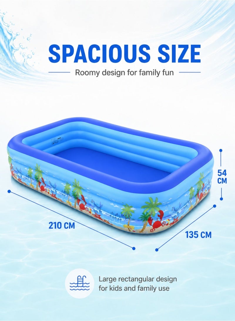 RAKAY Upgraded Version Inflatable Pool, 210×135×54cm. Indoor Ball Pit and Sand Pit, 3 Air Chambers, Multi-Purpose Home Design, PVC Material with 0.5mm Wall Thickness, Thicker and More Durable - Image 3