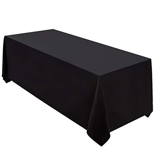 Surmente Black Tablecloth 90 x 132-inch Rectangular Polyester Table Cloth for Weddings, Banquets, or Restaurants - Image 1