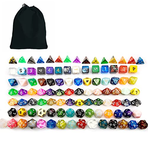 Bescon 100pcs Big Set of Random Polyhedral Dice Standard Sized DND Dice Set 100pcs in a Variety of ColorsEffects - Image 1