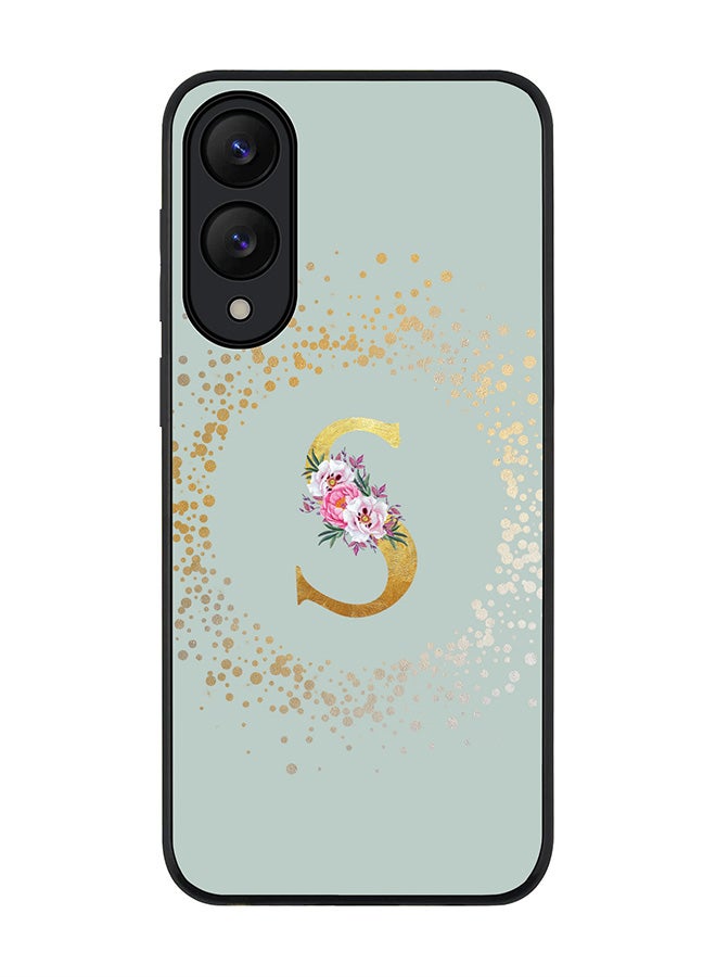 Stylizedd For Samsung Galaxy S25 Edge Case,Slim fit Camera Protection, Shockproof Thin Phone cover  - Custom Monogram Floral - S  (Light Grey )