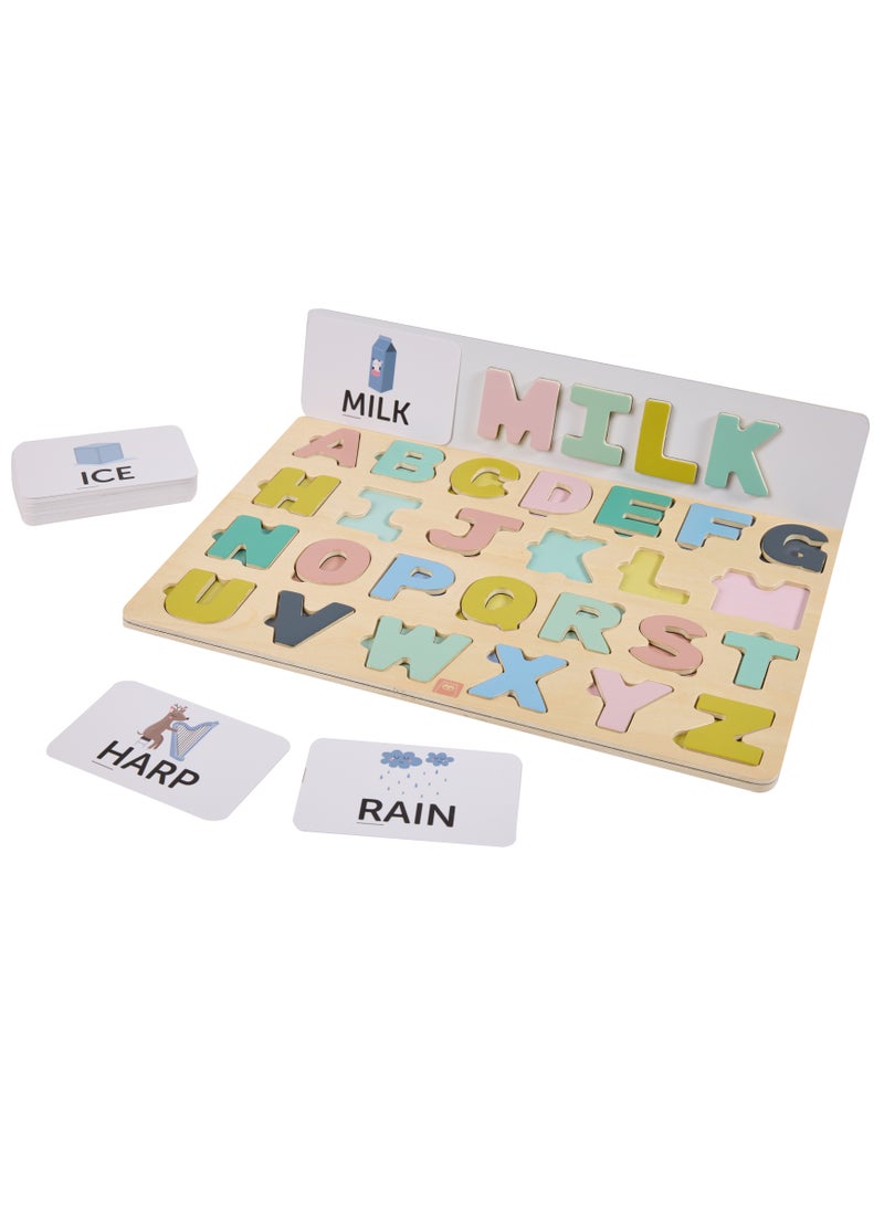 EUREKA KIDS - Eurekakids Wooden Magnetic Alphabet Puzzle with Activity Cards| Educational Montessori Toy for Toddler and Kids | Learn the Alphabet and Spell Words | For 3Y+ - Image 1