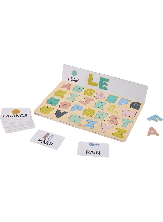 EUREKA KIDS لعبة ألغاز الحروف المغناطيسية الخشبية مع بطاقات النشاط | لعبة مونتيسوري تعليمية للأطفال | تعلم الحروف الأبجدية وتهجئة الكلمات | للأعمار من 3 سنوات فما فوق - Image 1