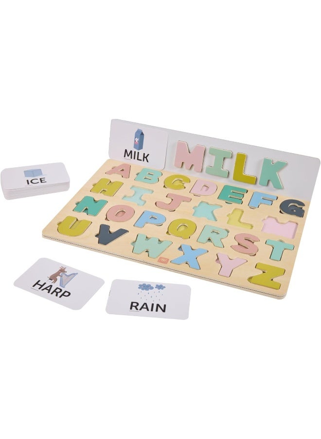 EUREKA KIDS لعبة ألغاز الحروف المغناطيسية الخشبية مع بطاقات النشاط | لعبة مونتيسوري تعليمية للأطفال | تعلم الحروف الأبجدية وتهجئة الكلمات | للأعمار من 3 سنوات فما فوق - Image 2