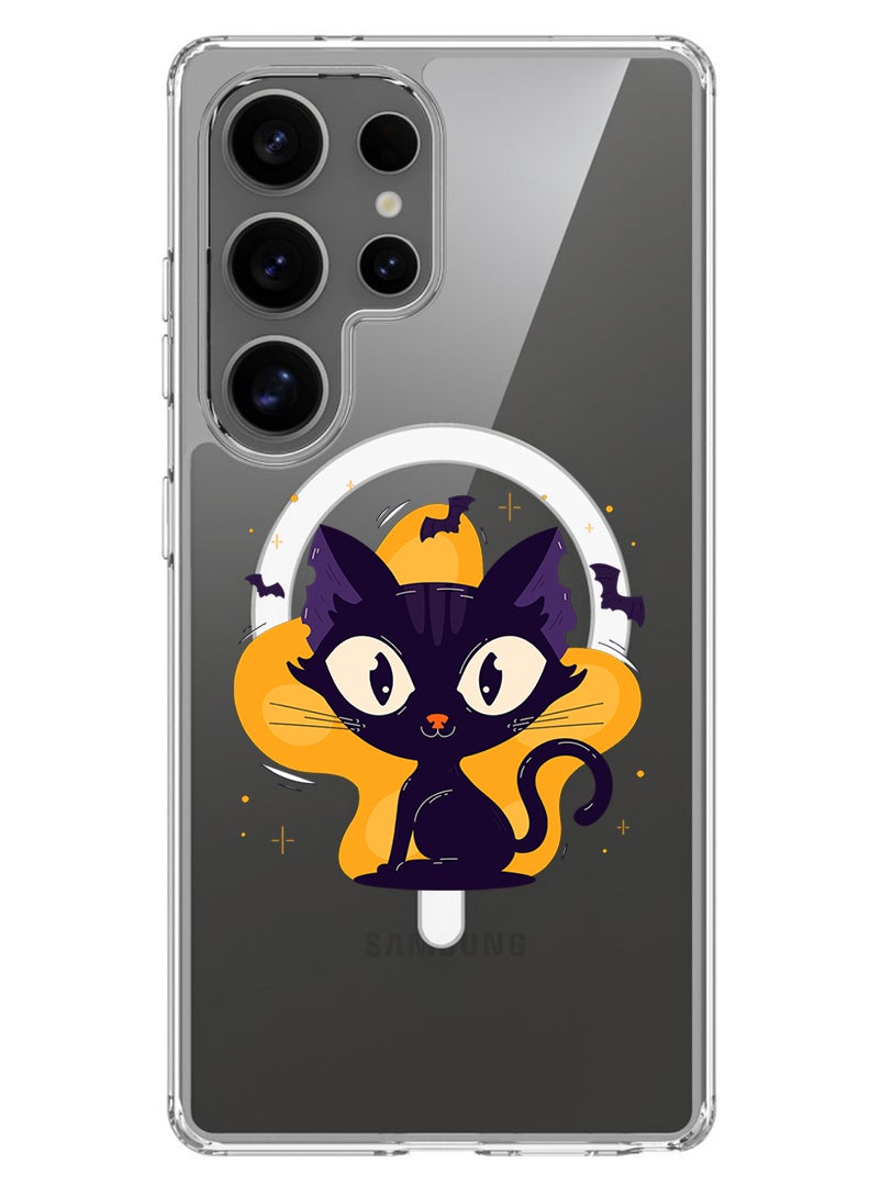 Theodor Magnetic Case for Samsung Galaxy S25 Ultra 6.9-inch Compatible with MagSafe Wireless Charging, Shockproof Phone Bumper Cover Black Cat Halloween - Image 1