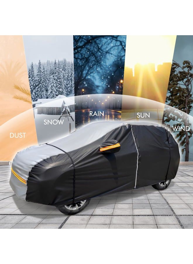 DINGHAO 6 Layers Car Cover Waterproof All Weather Car Cover Waterproof All Weather, Outdoor Full Exterior Cover Rain Sun UV Snowproof Protection with Zipper Cotton for SUV (185-190inch) - Image 4