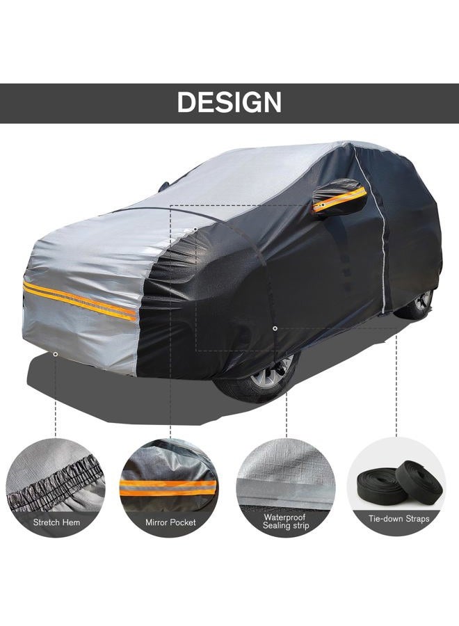 DINGHAO 6 Layers Car Cover Waterproof All Weather Car Cover Waterproof All Weather, Outdoor Full Exterior Cover Rain Sun UV Snowproof Protection with Zipper Cotton for SUV (185-190inch) - Image 2