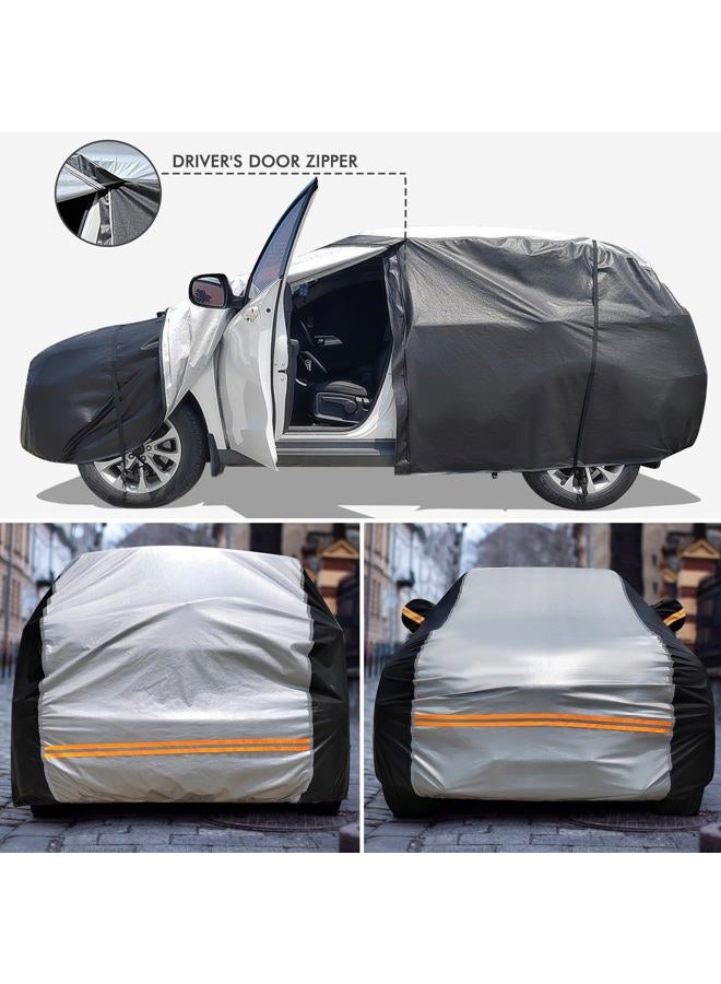 DINGHAO 6 Layers Car Cover Waterproof All Weather Car Cover Waterproof All Weather, Outdoor Full Exterior Cover Rain Sun UV Snowproof Protection with Zipper Cotton for SUV (185-190inch) - Image 5