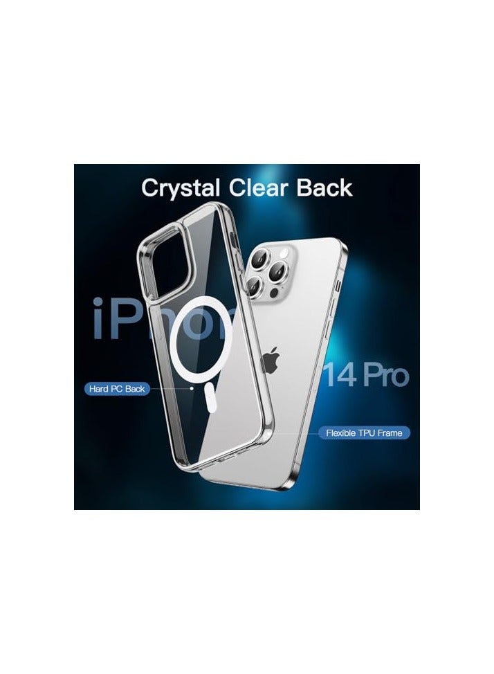 JETech 5 in 1 Magnetic Case for iPhone 14 6.1-Inch with 2-Pack Tempered Glass Screen Protector and Camera Lens Protector, Compatible with MagSafe, Shockproof Bumper Phone Cover (Clear) - Image 2