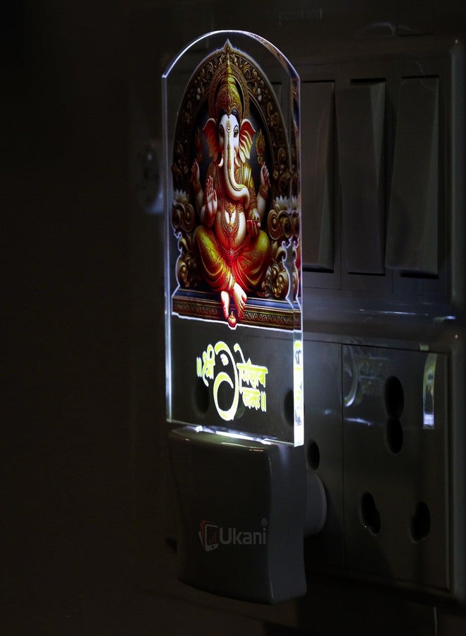UKANI® Shree Ganesh Design Single Color White Light UV Multi Color Print Night Lamp for Temple/Home/Office/Gift - Image 3
