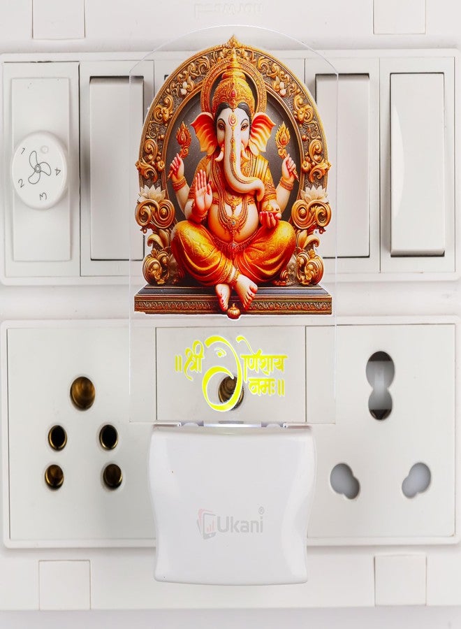 UKANI® Shree Ganesh Design Single Color White Light UV Multi Color Print Night Lamp for Temple/Home/Office/Gift - Image 2