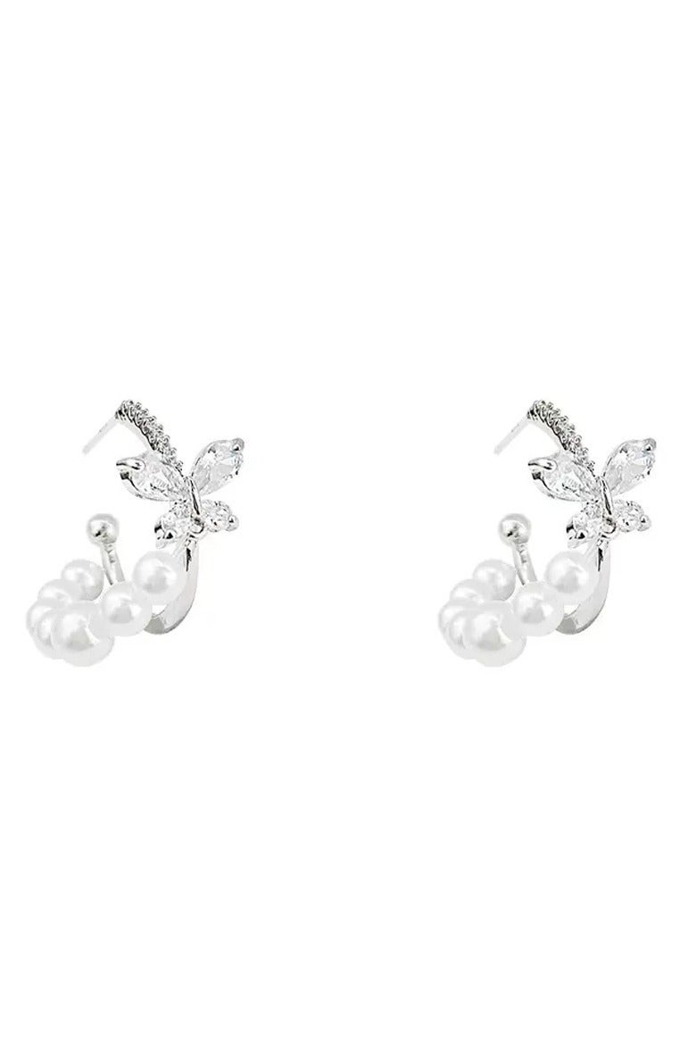 Goolsky Butterfly Zircon Pearl Earrings for Women – French Style, Elegant Small Brand Design, Dainty Luxury Fairycore Jewelry  - Image 4