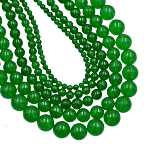 AD Beads Natural Gemstone Round Loose Beads 15 for Bracelet Necklace Earrings Jwelery Making Crafts DIY 4mm Green Jade - Image 1