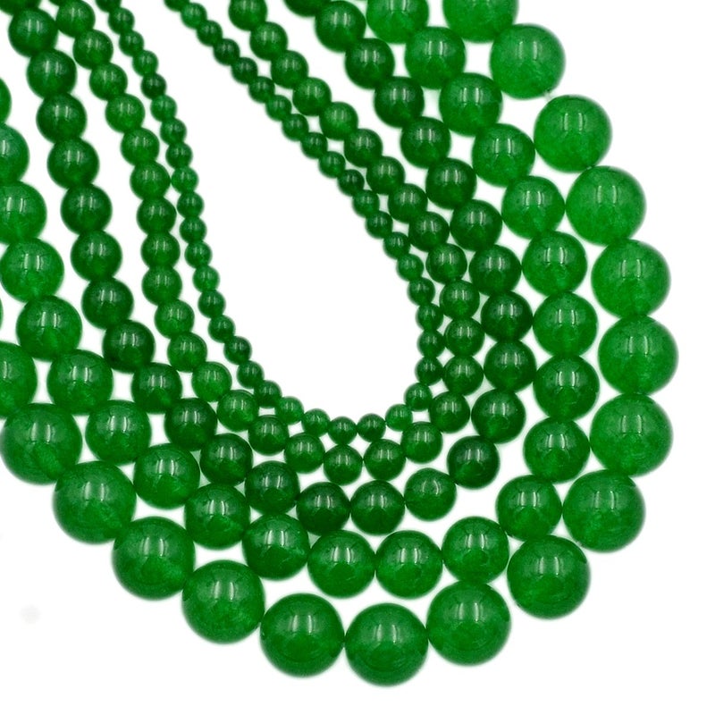 AD Beads Natural Gemstone Round Loose Beads 15 for Bracelet Necklace Earrings Jwelery Making Crafts DIY 4mm Green Jade - Image 3