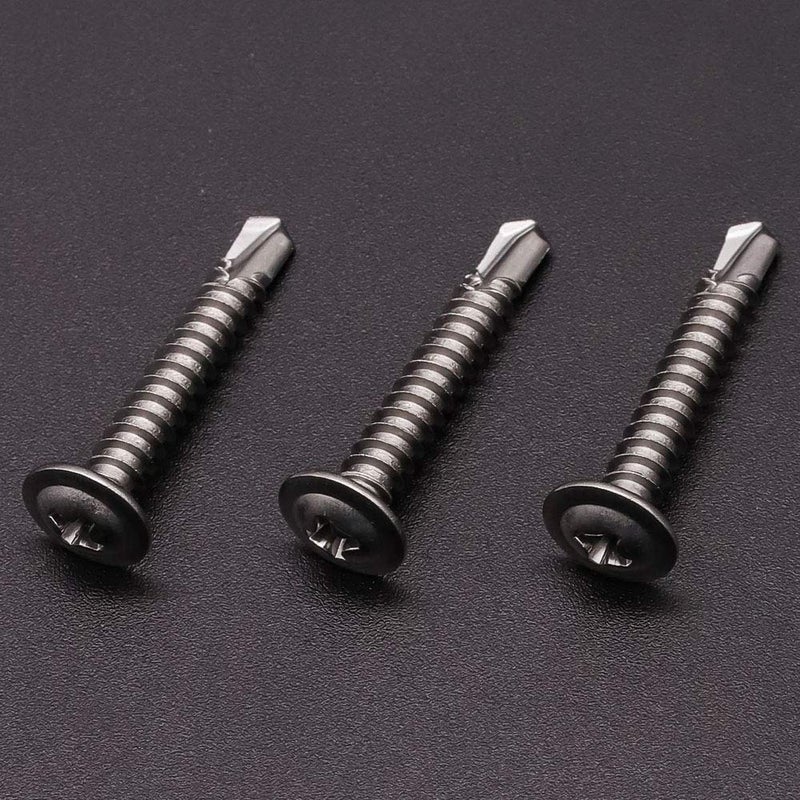 RoyceMart #10 X 1-1/2"" (50 Pack) Stainless Steel Wafer Head Self Drilling Screws 410 Stainless Steel Phillips Modified Truss Head Sheet Metal Screws No Pre-Drilled Needs Quick Metal Self Tapping Screws - Image 3