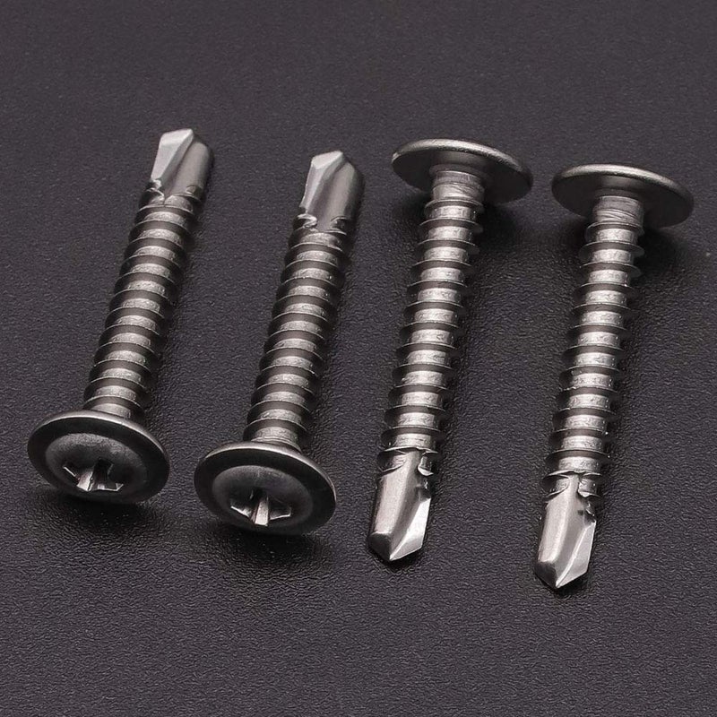 RoyceMart #10 X 1-1/2"" (50 Pack) Stainless Steel Wafer Head Self Drilling Screws 410 Stainless Steel Phillips Modified Truss Head Sheet Metal Screws No Pre-Drilled Needs Quick Metal Self Tapping Screws - Image 2