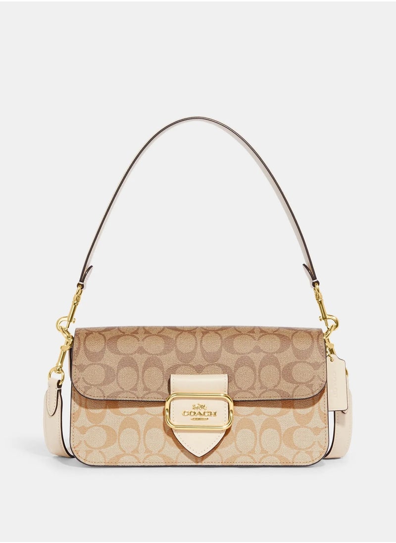 coachoutlet - morgan shoulder bag in blocked signature canvas - Image 1