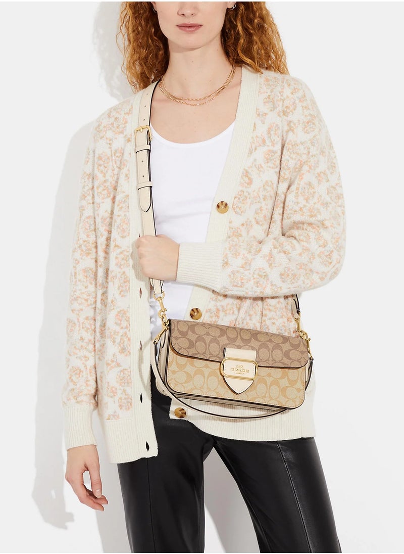 coachoutlet - morgan shoulder bag in blocked signature canvas - Image 1