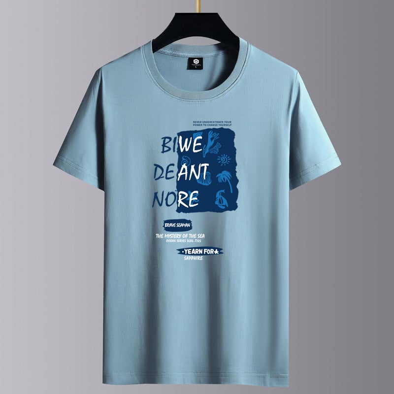 Solid Color Short-Sleeved T-Shirt Men'S Summer Thin Loose Half-Sleeved T-Shirt Fashionable Round Neck Base Shirt All-Match Casual Top - Image 5
