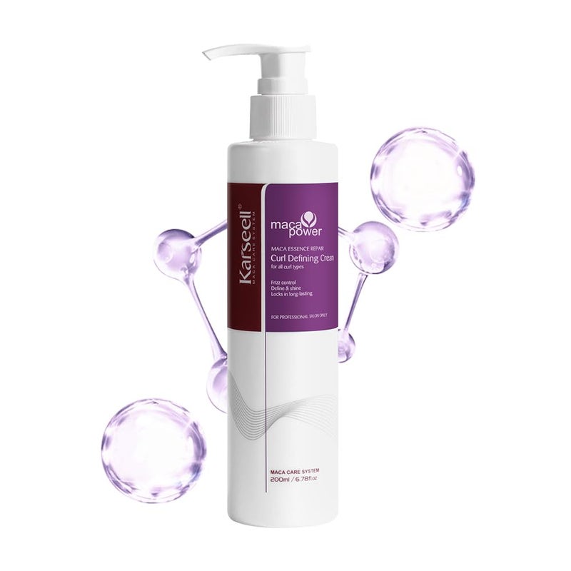 Karseell كارسيل كريم تحديد التجاعيد المثالي مع مستخلص الماكا لإصلاح جميع أنواع الشعر وملمسه، خالي من البارابين، 200 مل (6.78 أونصة) - Image 1