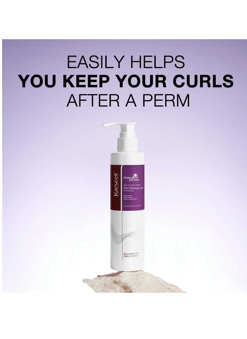 Karseell Karseell Curling Perfection Curl-Defining Cream Maca essence repair All Curl Types & Hair Textures, Paraben-Free, 200ML（6.78oz）  - Image 2