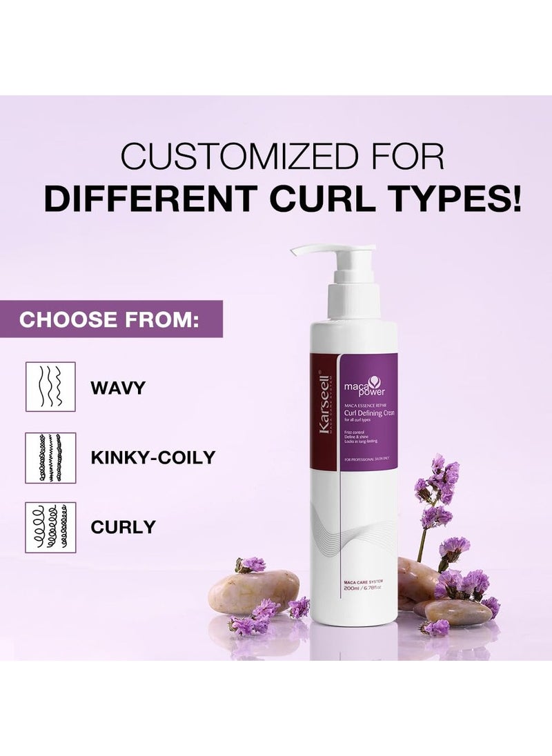 Karseell Karseell Curling Perfection Curl-Defining Cream Maca essence repair All Curl Types & Hair Textures, Paraben-Free, 200ML（6.78oz）  - Image 3