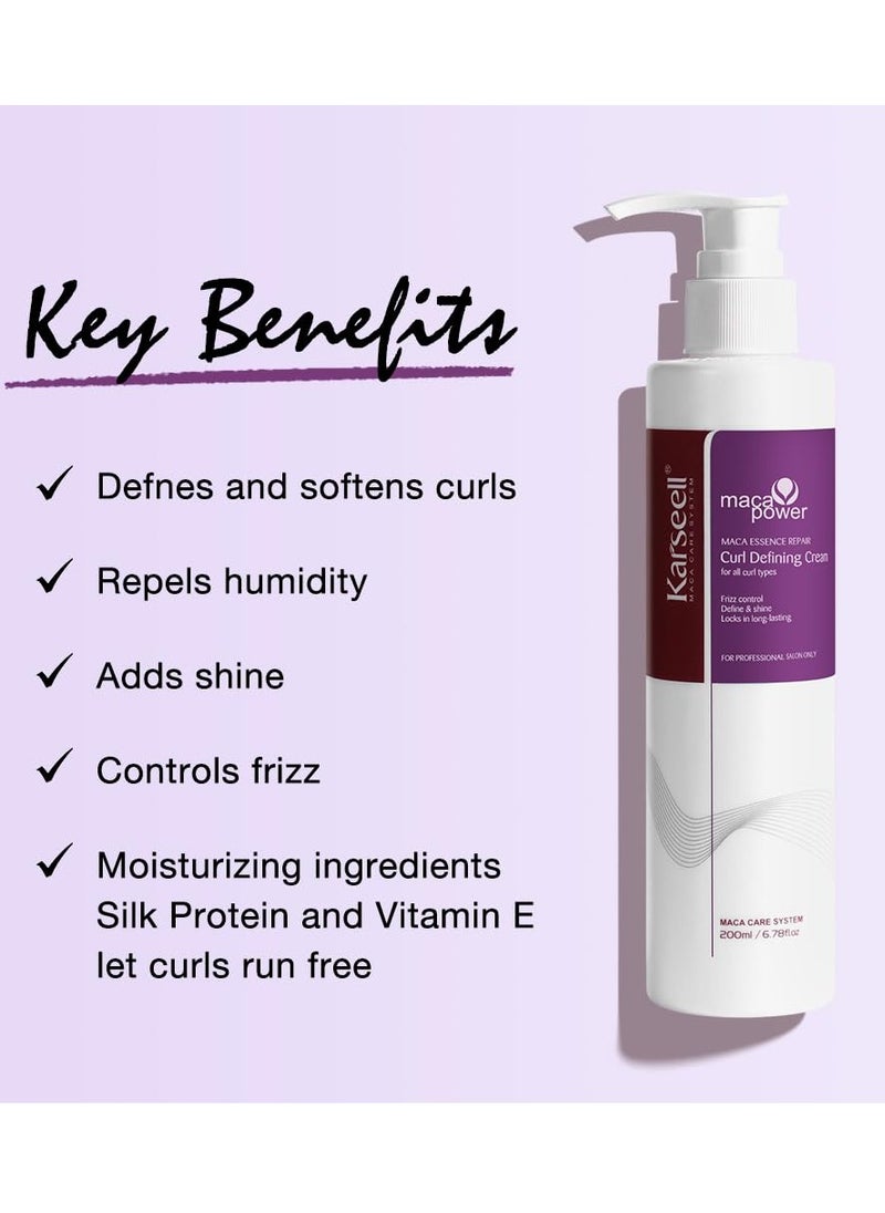 Karseell Karseell Curling Perfection Curl-Defining Cream Maca essence repair All Curl Types & Hair Textures, Paraben-Free, 200ML（6.78oz）  - Image 4