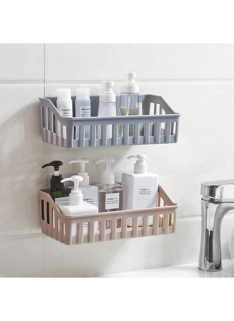 iSTAR iSTAR Shelve Drillingless, Kitchen & Bathroom Accessories Organizer Multipurpose Storage Plastic Shelves with 4 Self Adhesive Stickers (Pack of 2)  - Image 1