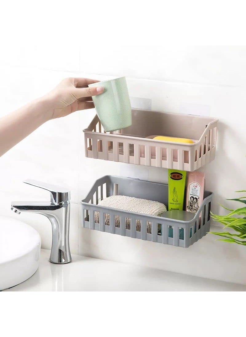 iSTAR iSTAR Shelve Drillingless, Kitchen & Bathroom Accessories Organizer Multipurpose Storage Plastic Shelves with 4 Self Adhesive Stickers (Pack of 2)  - Image 4
