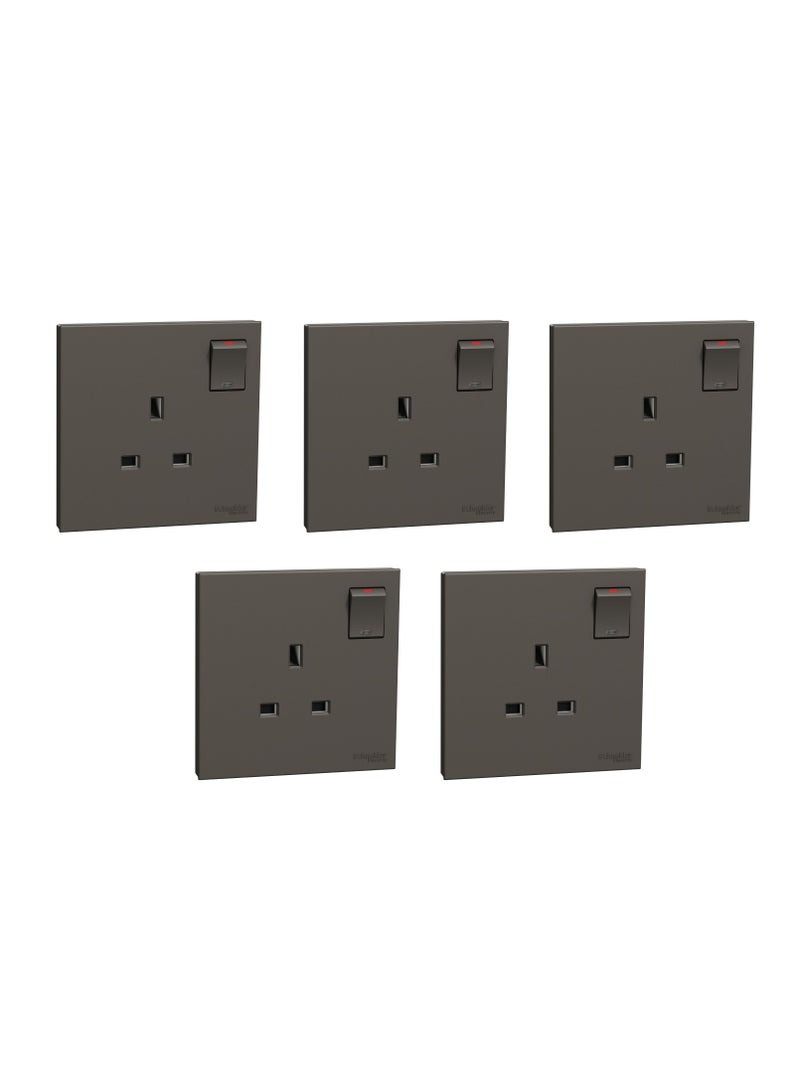 Schneider Electric Switched socket, AvatarOn C, 13A 250V, 1 gang, dark grey - Pack of 5