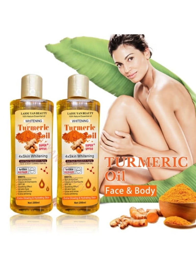 Whitening Labs Turmeric Brightening Oil | 100% Pure Whitening Essential Oil with SPF 50 | Deep Natural Whitening Formula, 200ml  - Image 2