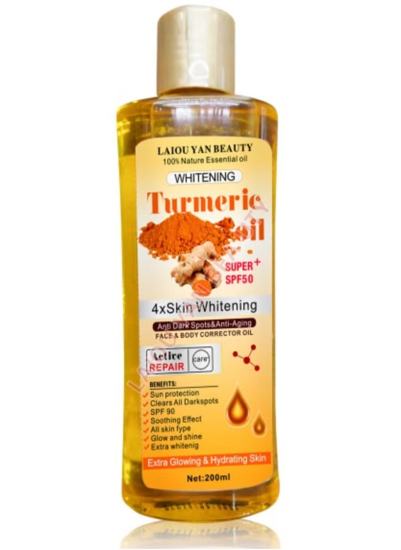 Whitening Labs Turmeric Brightening Oil | 100% Pure Whitening Essential Oil with SPF 50 | Deep Natural Whitening Formula, 200ml  - Image 1