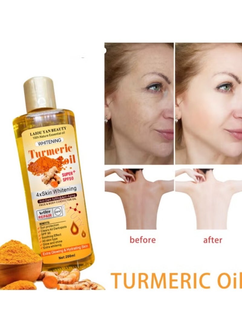Whitening Labs Turmeric Brightening Oil | 100% Pure Whitening Essential Oil with SPF 50 | Deep Natural Whitening Formula, 200ml  - Image 4