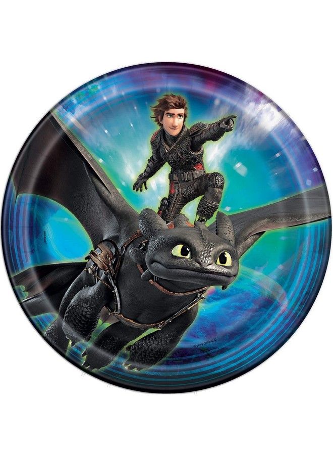 Unique Round Dinner Paper Plates 9" How To Train Your Dragon 8 Pcs - Image 2