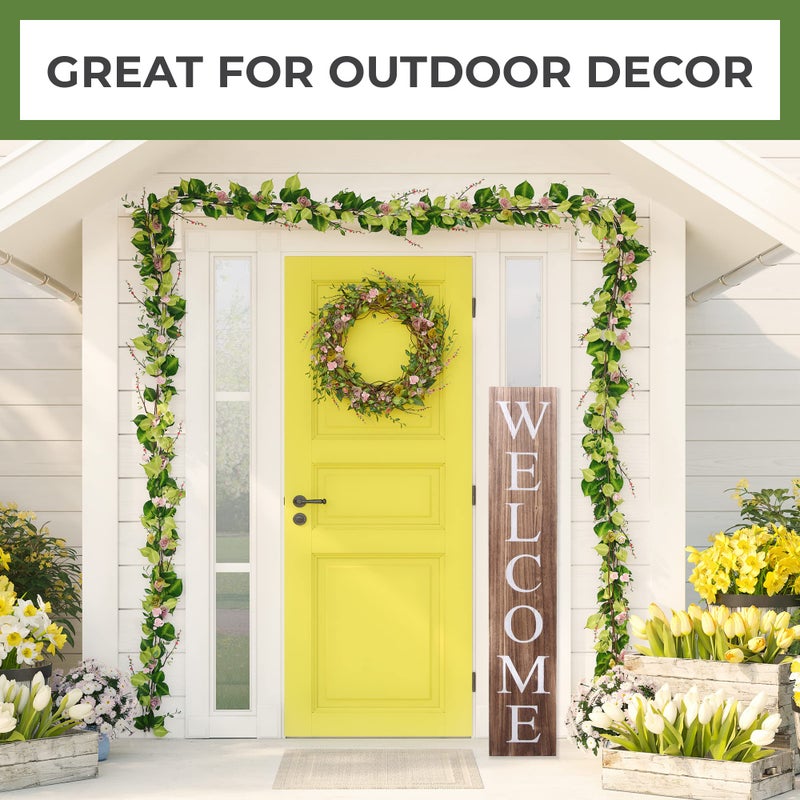 ALBEN Premium Extra Large Welcome Sign for Front Door Porch â€“ 5 Feet Tall (58" x 11") Standing Vertical Wooden Sign, Indoor Home Decor Wall Decorations (Brown) - Image 5