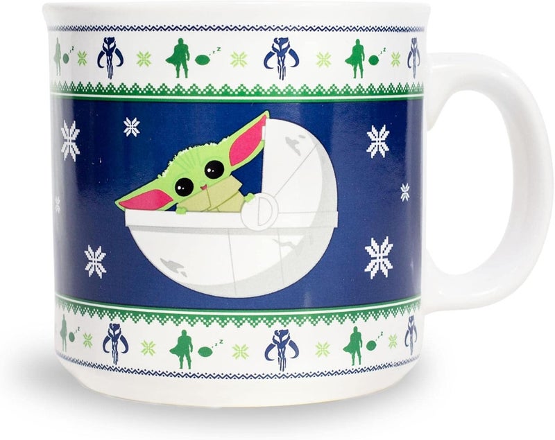 Silver Buffalo Star Wars The Mandalorian Grogu Holiday Sweater Ceramic Camper Mug  Coffee Cup For Espresso Tea  Holds 20 Ounces - Image 2