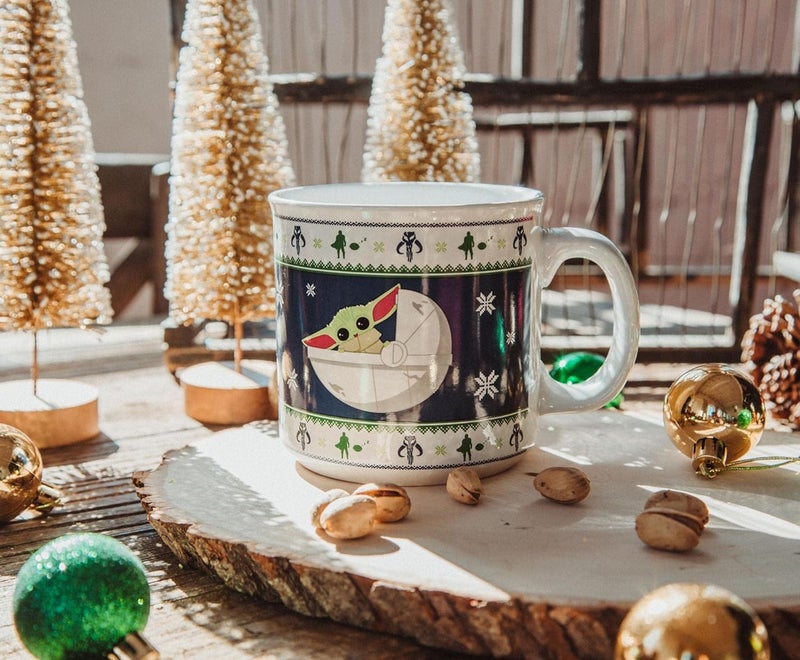 Silver Buffalo Star Wars The Mandalorian Grogu Holiday Sweater Ceramic Camper Mug  Coffee Cup For Espresso Tea  Holds 20 Ounces - Image 4