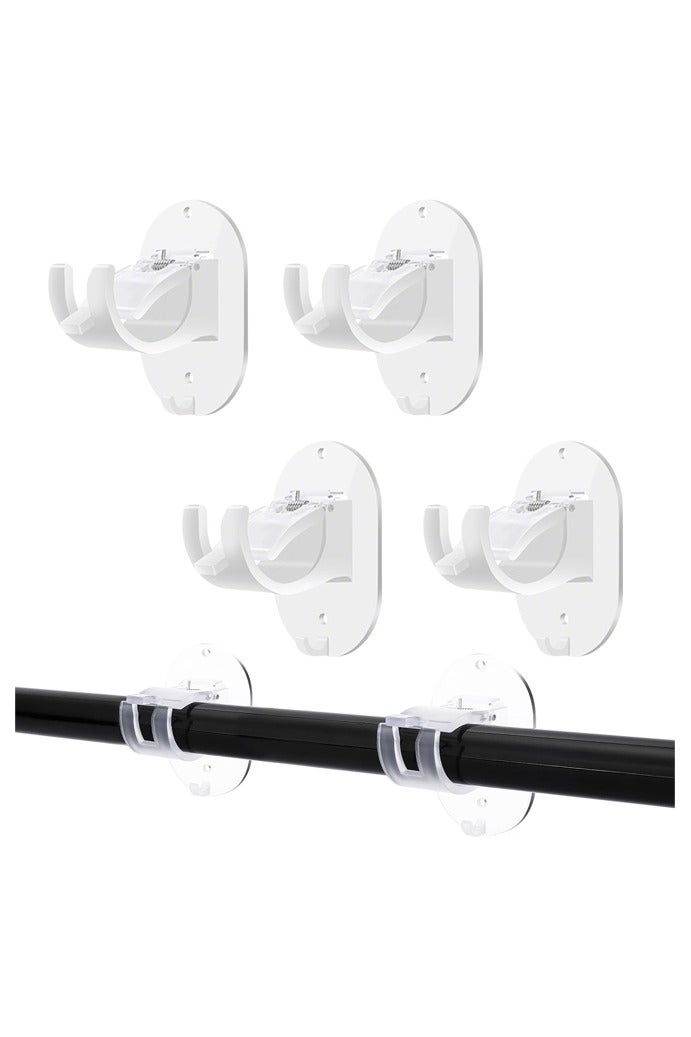 4 Pcs No Drill Curtain Rod Brackets - Self Adhesive, Adjustable Stick On Drapery Rod Bracket for Wall - Image 1