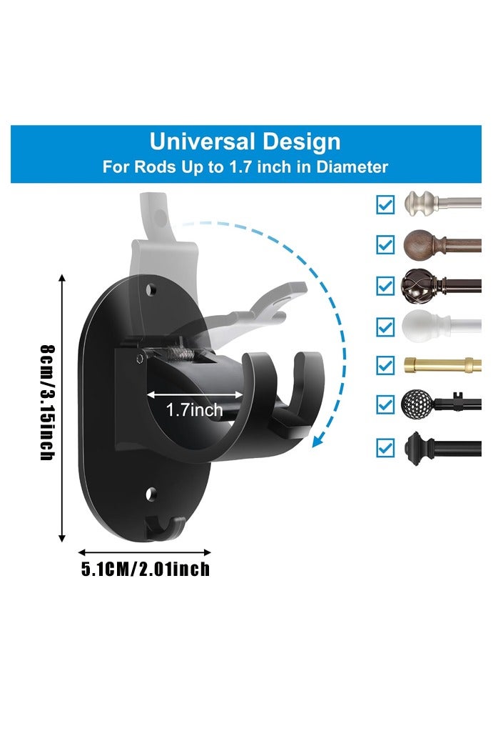 4 Pcs No Drill Curtain Rod Brackets - Self Adhesive, Adjustable Stick On Drapery Rod Bracket for Wall - Image 2