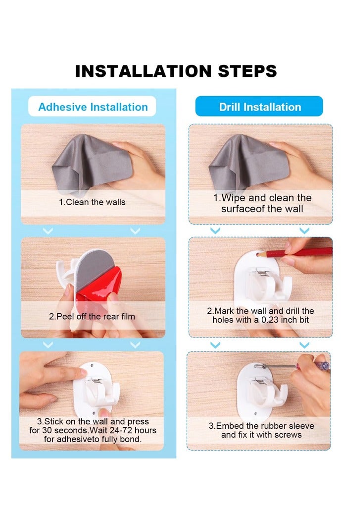 4 Pcs No Drill Curtain Rod Brackets - Self Adhesive, Adjustable Stick On Drapery Rod Bracket for Wall - Image 4
